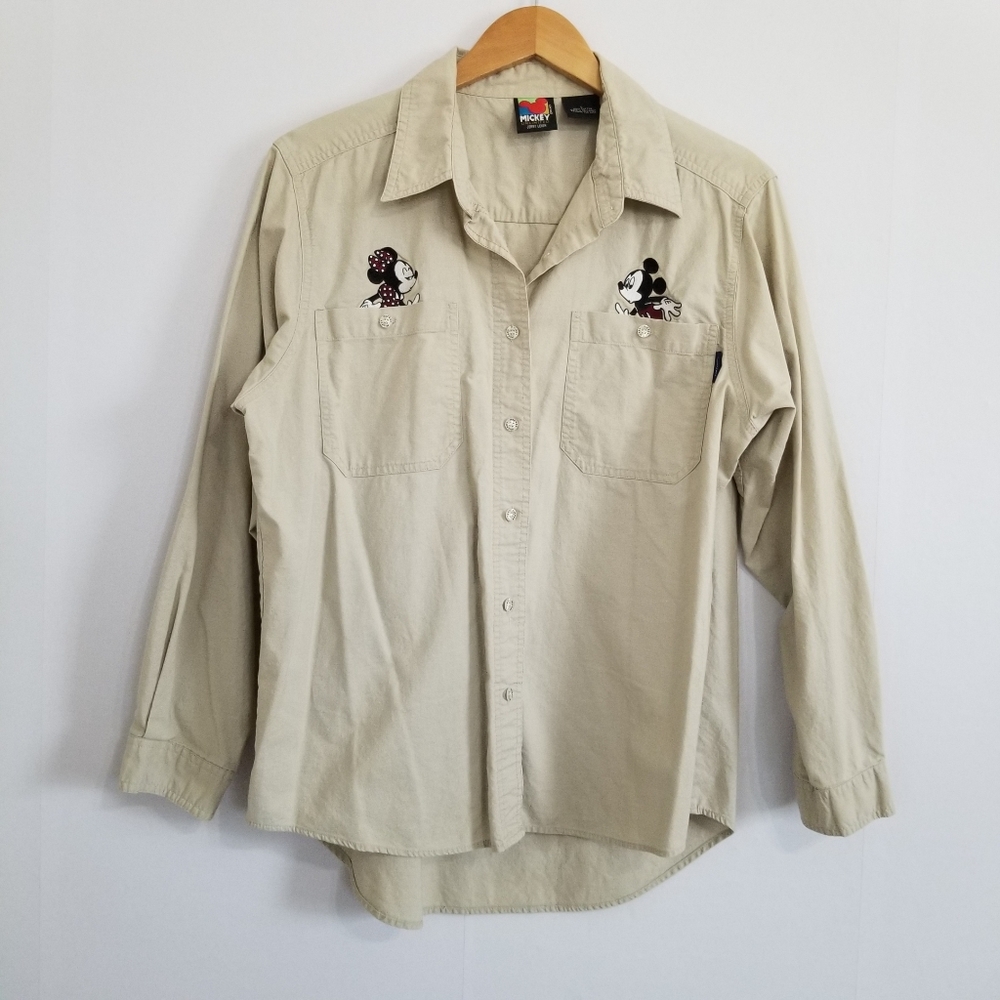 VTG Disney Jerry Leigh Mickey Minnie Embroidered Button Down Shirt Size Large
